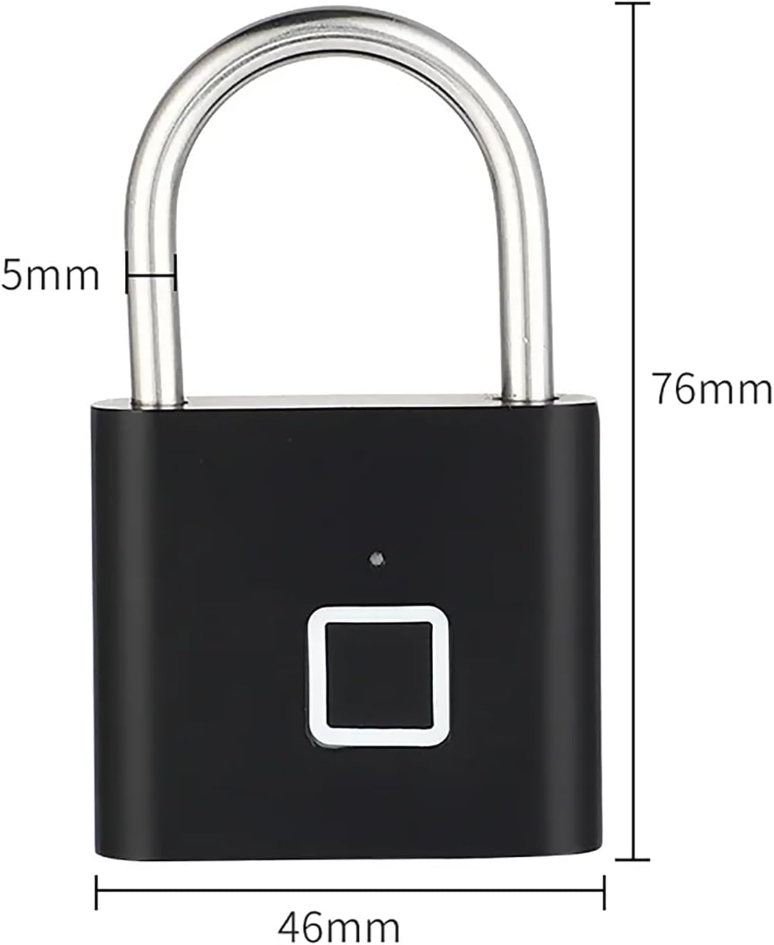 Fingerprint Padlock - Keyless Biometric Gate Locks for Outdoor Fence Storage Gym, Combination Lock USB Rechargeable Black