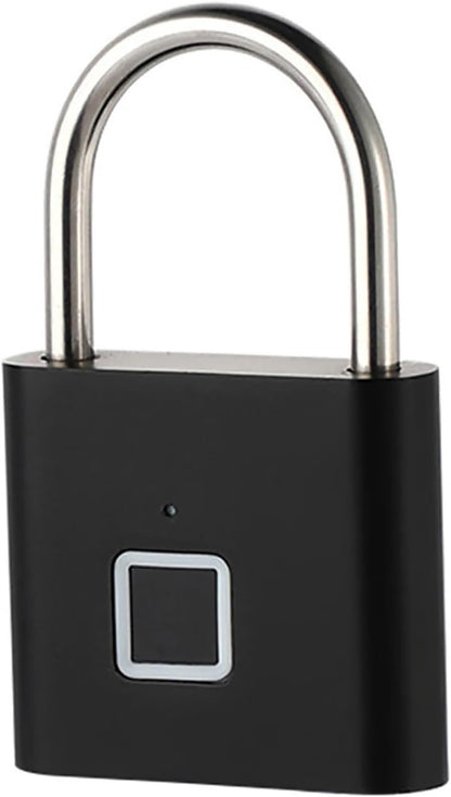 Fingerprint Padlock - Keyless Biometric Gate Locks for Outdoor Fence Storage Gym, Combination Lock USB Rechargeable Black